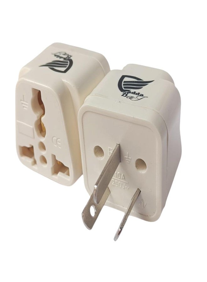 Vadda Bai 3 Pin Travel Adapter Plug for India to Australia, China, New Zealand & More (Type I) Conversion Plug Small and Light Weight Design -Pack of 2 - White - Image 1